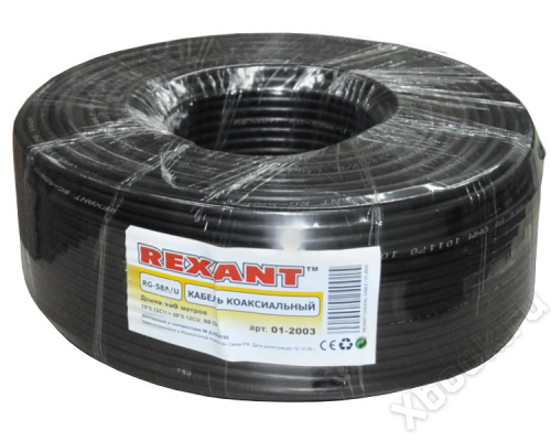REXANT Кабель RG-58 A/U, (64%), 50 Ом, 305м., черный (01-2005) вид спереди